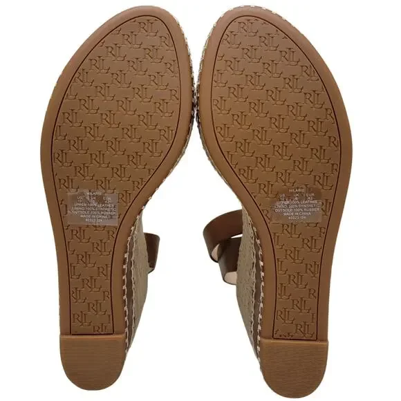 Lauren Ralph Lauren Hilarie Ankle Strap Espadrille Sandal Size US 10B Polo Tan - Picture 4 of 5